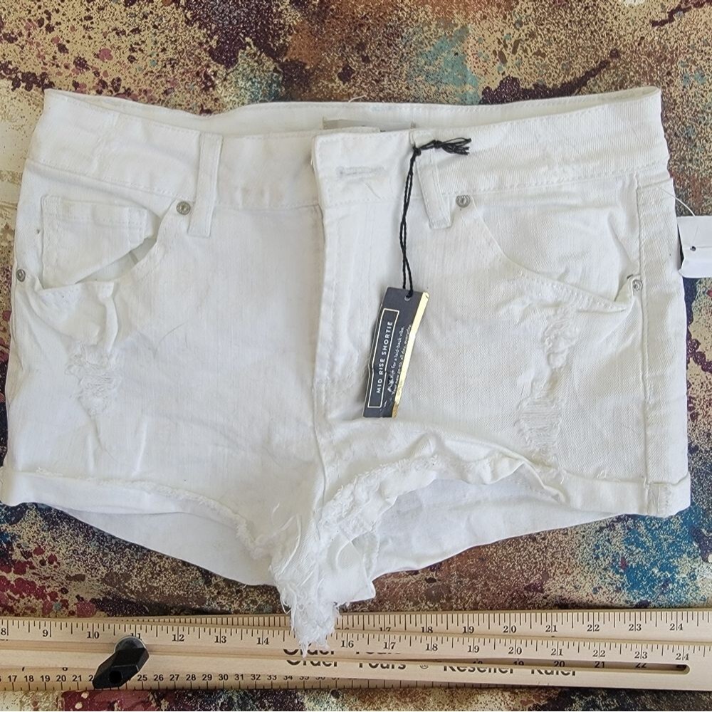 Women's Size 4 Refuge Short Shorts Stretch Denim Mid Rise Opticwhite NEW